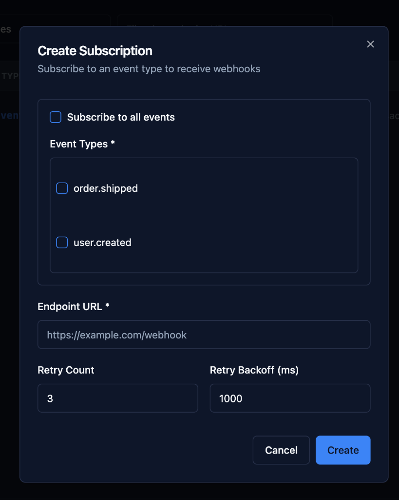 Create Subscription Form