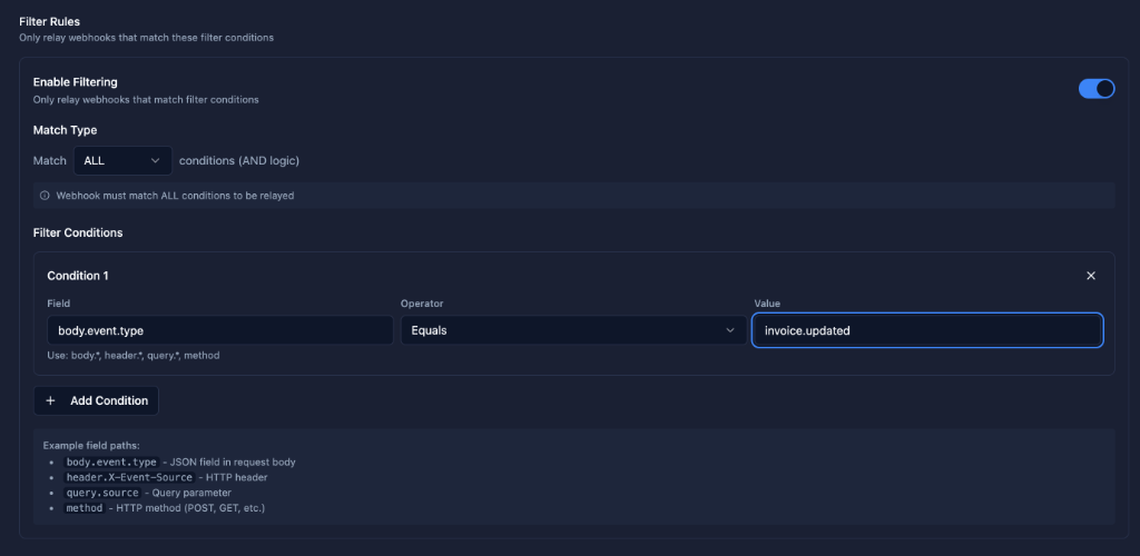 Filter Rules Configuration