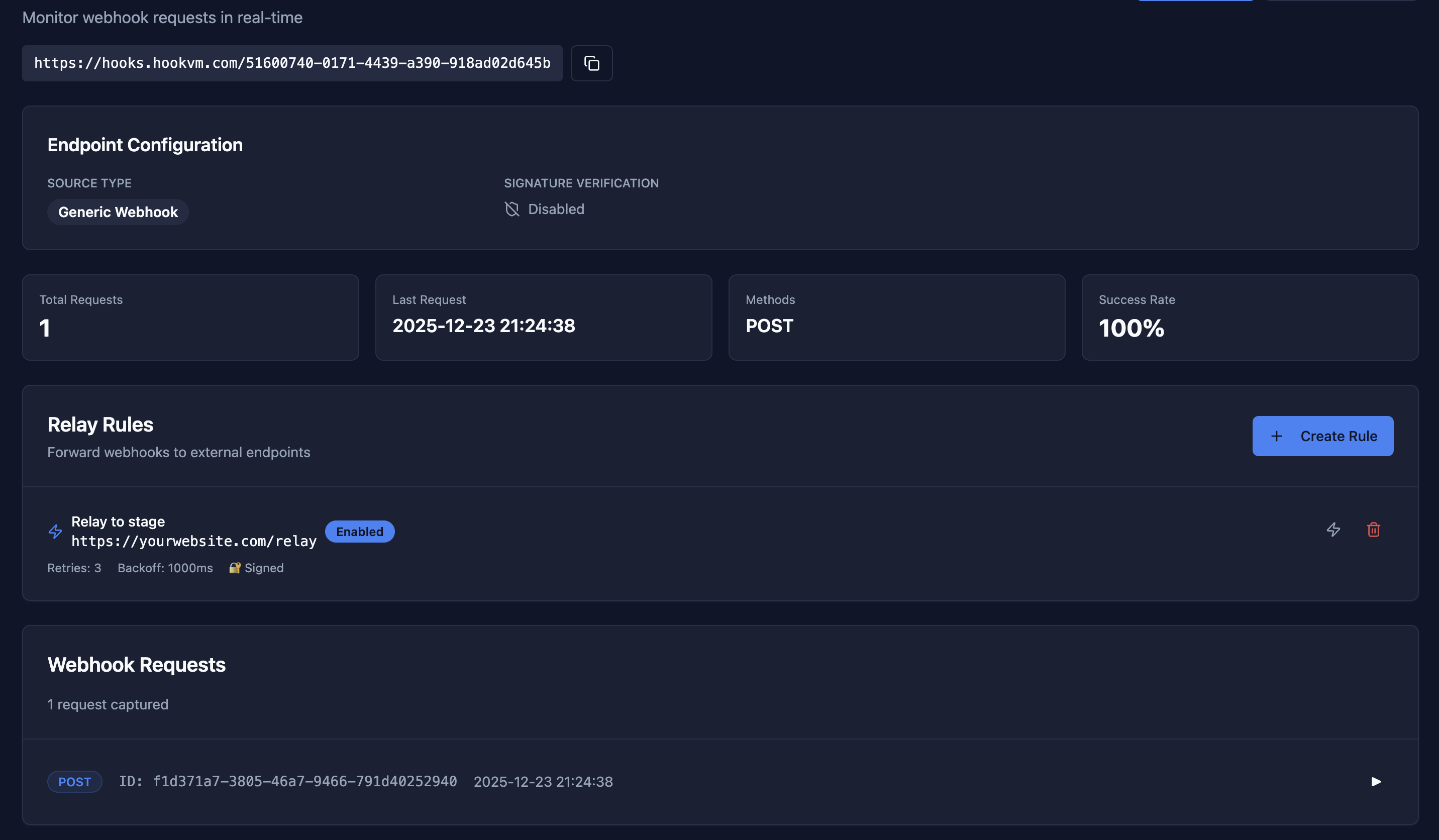 hookVM Flow endpoint management interface